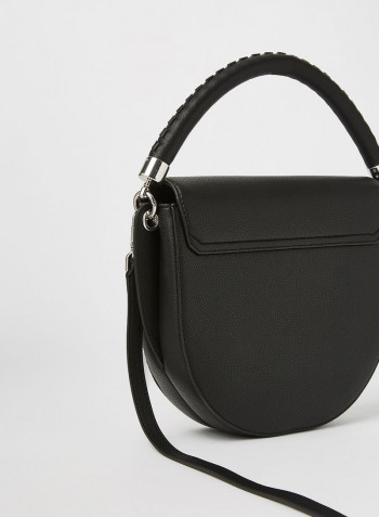 Braided Top Handle Crossbody Bag Black