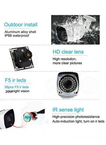 8-Piece Full HD Outdoor Bullet Camera And P2P Cloud Home Security Kit