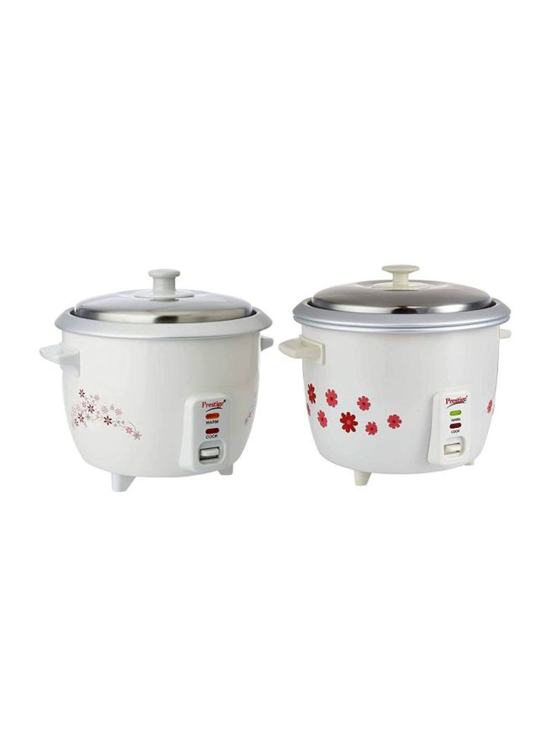 Pack Of 2 PRWO Rice Cooker 1.8 Liter With Pan 1.8 l 700 W 81LHYJ1S White/Silver/Pink