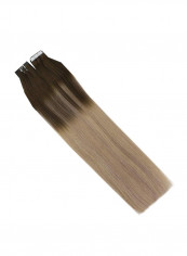 20-Piece Tape In Straight Hair Extension Brown/Blonde 24inch