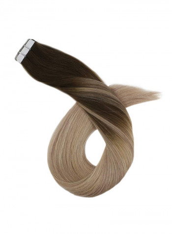 20-Piece Tape In Straight Hair Extension Brown/Blonde 24inch