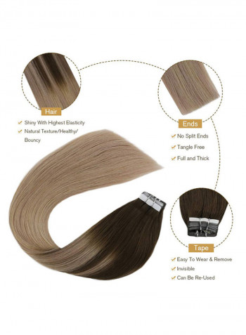 20-Piece Tape In Straight Hair Extension Brown/Blonde 24inch
