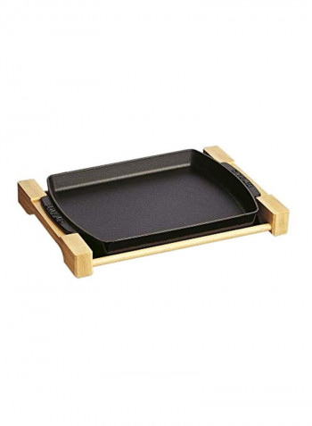 Cast Iron Rectangular Serving Tary Black 13.1x9x1.6inch