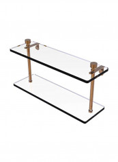 Foxtrot Collection Two Tiered Glass Shelf Clear/Rose Gold 16inch