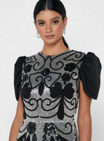 Fashionable Mini Dress Black/Silver