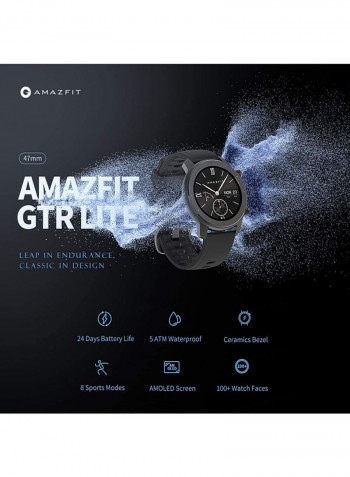 GTR Lite Smartwatch 8 sports mode, 24 hours battery life Alluminium Black