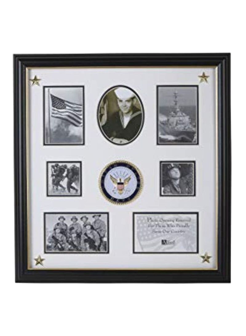 US Navy Medallion 7 Picture Collage Brown/White 18x19inch