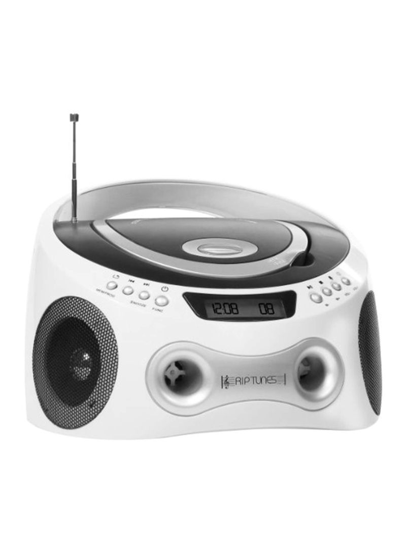 MP3 Radio Stereo Boombox with Display and Aux-In Port CDB300K Silver/Black