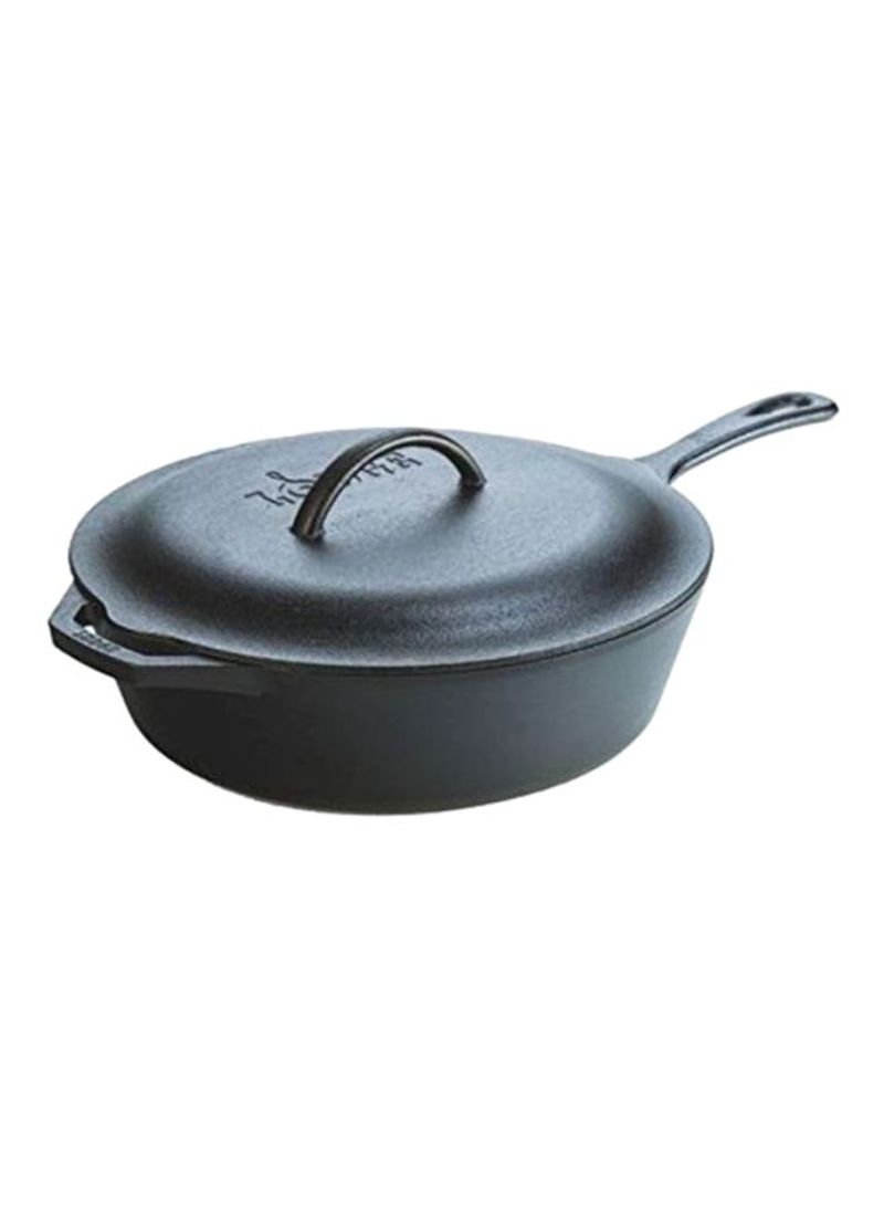 Classic Cast Iron Covered Deep Skillet Black 18.26x5.96x12.13inch