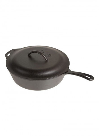 Classic Cast Iron Covered Deep Skillet Black 18.26x5.96x12.13inch