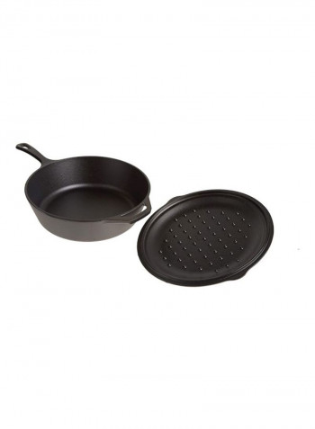 Classic Cast Iron Covered Deep Skillet Black 18.26x5.96x12.13inch