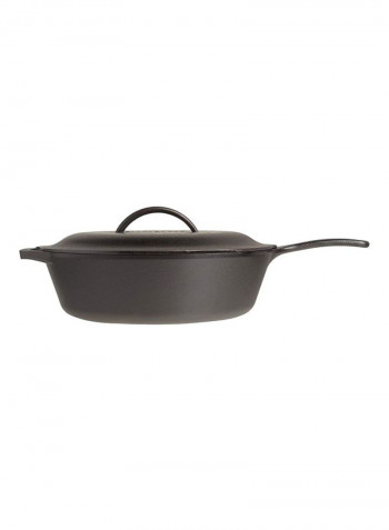 Classic Cast Iron Covered Deep Skillet Black 18.26x5.96x12.13inch