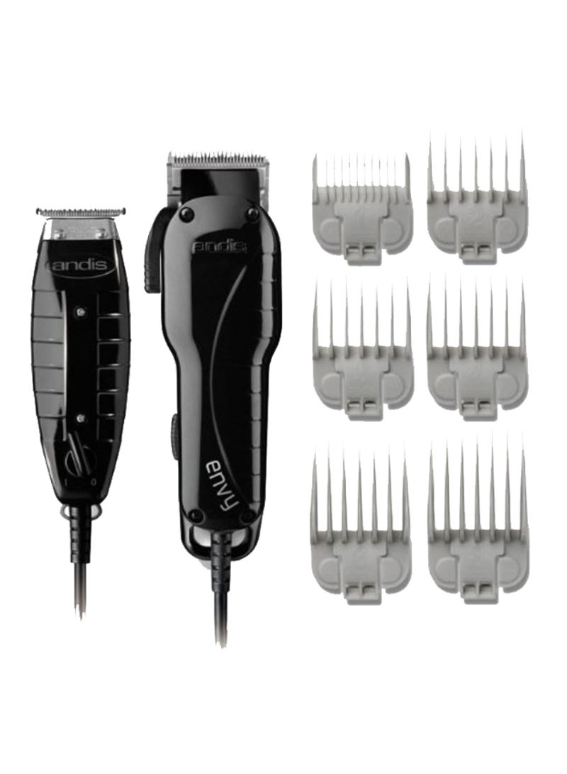 2-Piece Stylist Trimmer And Clipper Combo Set With Replacement Heads Black/Grey