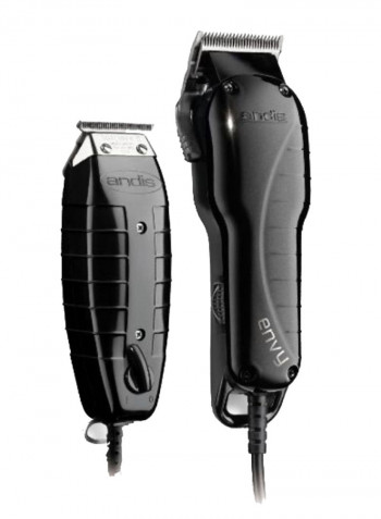 2-Piece Stylist Trimmer And Clipper Combo Set With Replacement Heads Black/Grey