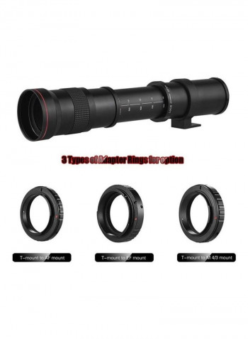 Super Telephoto Manual Zoom Lens Mount Adapter Ring Black