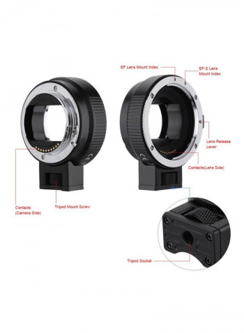 Electronic Aperture Control Lens Mount Adapter For Canon Camera 10.7x5.5x9.5cm Black/Silver