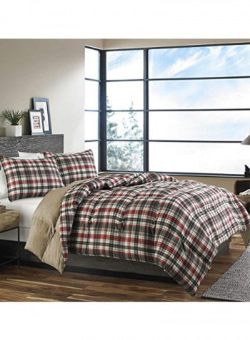 3-Piece Comforter Set Red/Black/White Queen