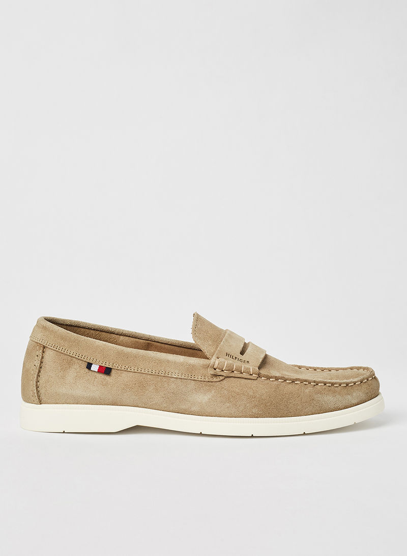 Suede Biodegradable Loafers Beige
