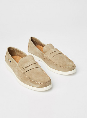 Suede Biodegradable Loafers Beige