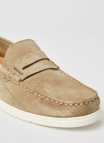 Suede Biodegradable Loafers Beige