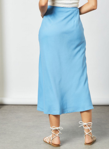 High Waist Midi Skirt Blue