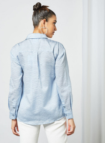 Textured Long Sleeve Shirt Blue