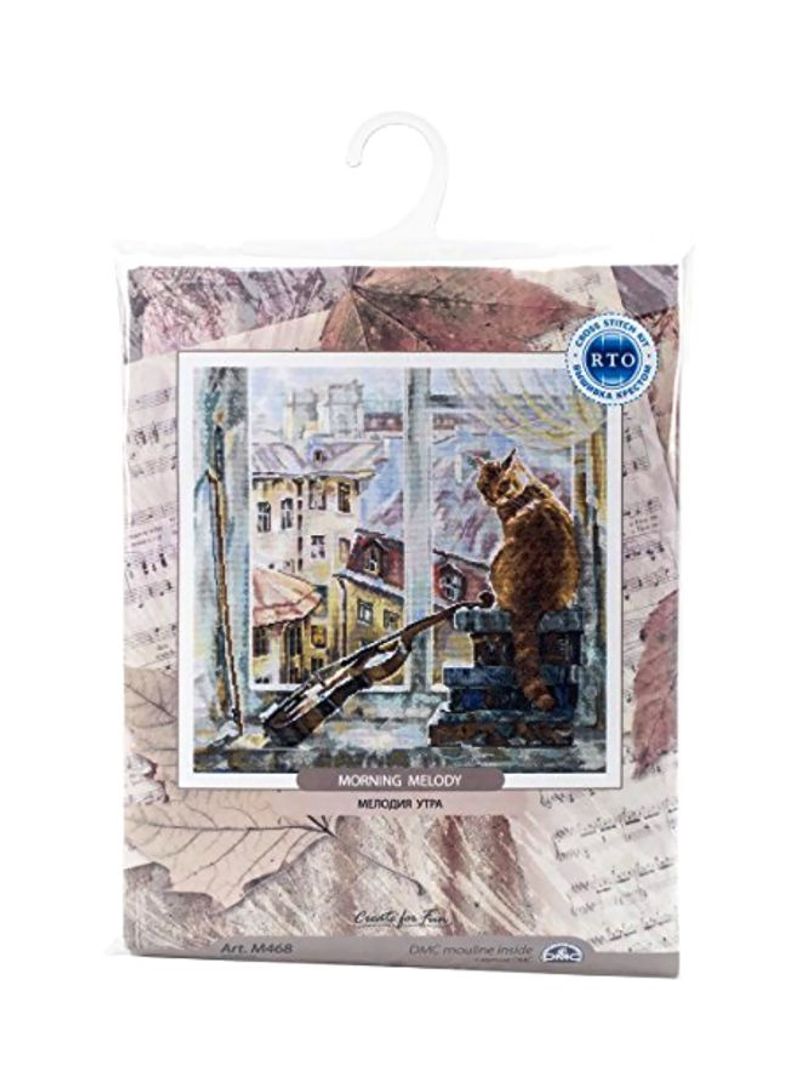 14-Piece Morning Melody Counted Cross Stitch Kit Brown/White/Blue
