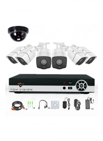 8-Piece Full HD IR Night Vision Surveillance Bullet Camera Kit
