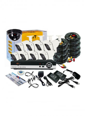 8-Piece Full HD IR Night Vision Surveillance Bullet Camera Kit