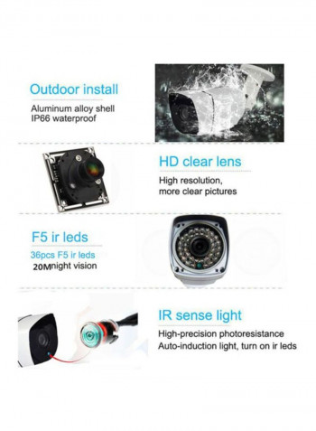8-Piece Full HD IR Night Vision Surveillance Bullet Camera Kit