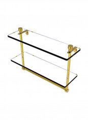 Foxtrot Collection Two Tiered Integrated Towel Bar Glass Shelf Gold 16inch