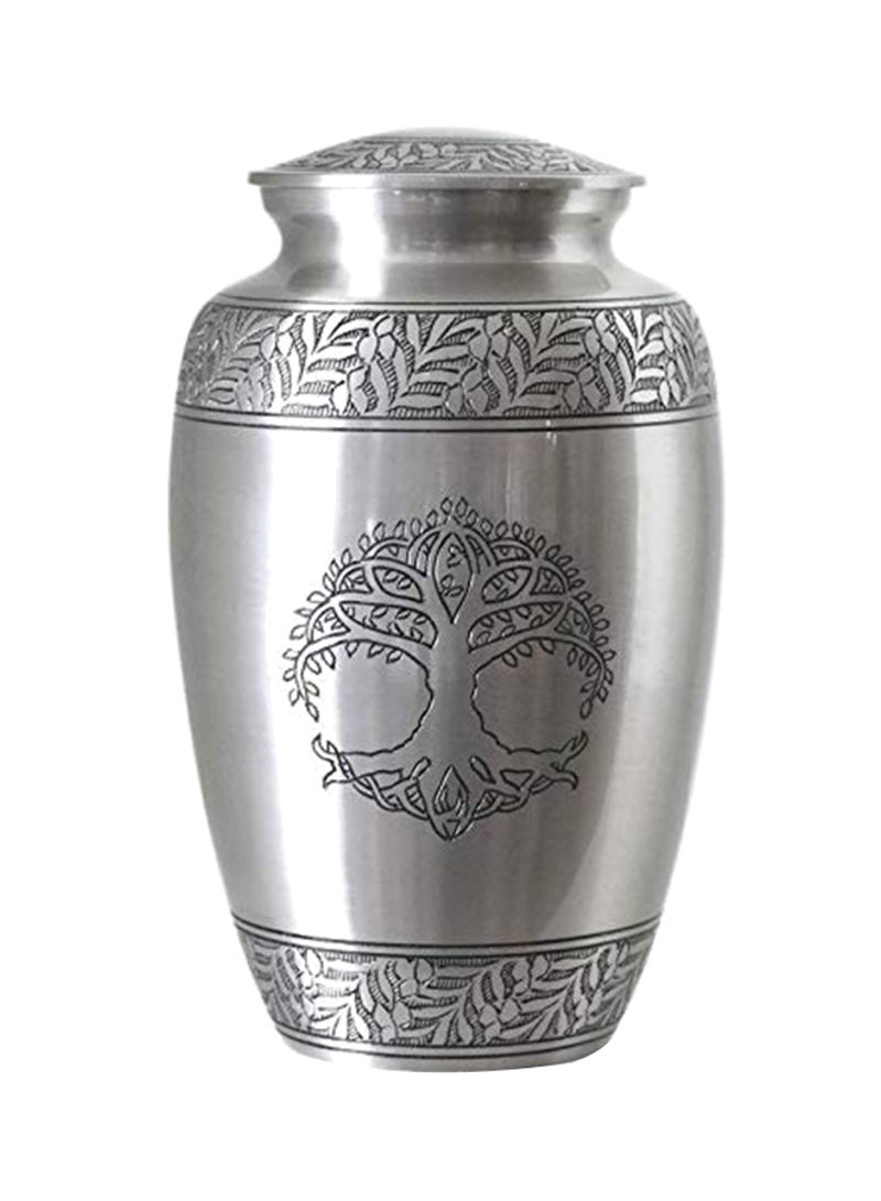 Hand crafted Tree Printed Cremation Urn Silver