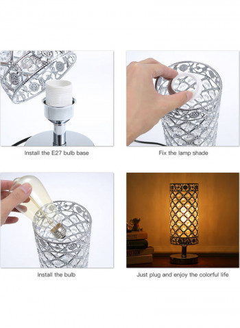 Decorative Crystal Table Lamp Silver 27.00 x 13.00 x 13.00centimeter
