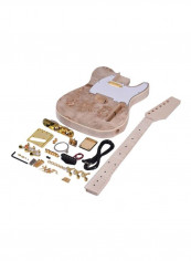 TL Tele Style Unfinished Electric Guitar DIY Kit Basswood Body Burl Surface Maple Wood Neck And Fingerboard
