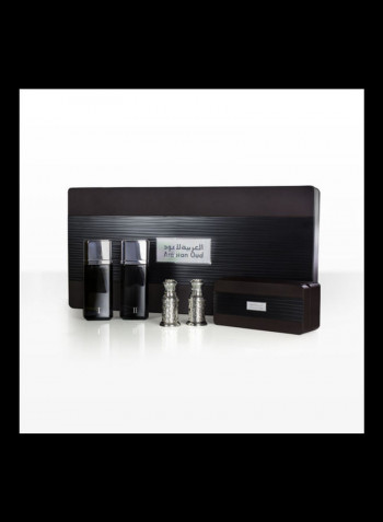 طقم هدايا مجموعة عطور أمواج Concentrated Perfume 75 Ml, Agar Wood Oil 3 Ml, Incense 3 Ml, Oud 50مل