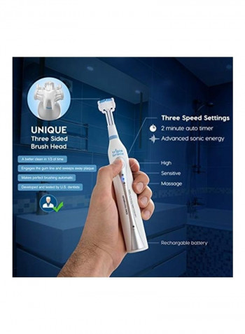 2-Piece Sonic Toothbrushes With Dual Charging Station And Heads Set White/Red/Blue