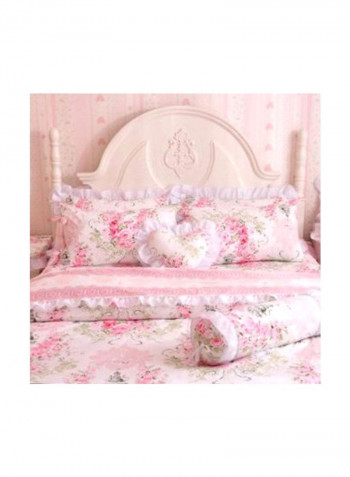 4-Piece Floral Printed Duvet Set Pink