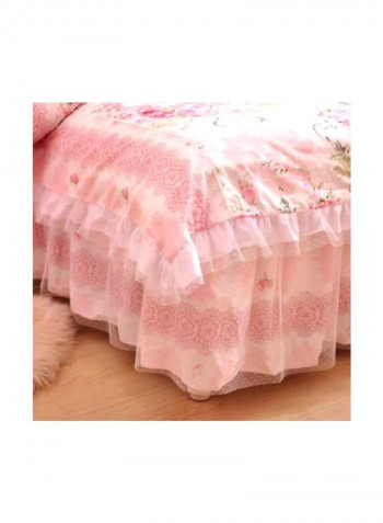 4-Piece Floral Printed Duvet Set Pink