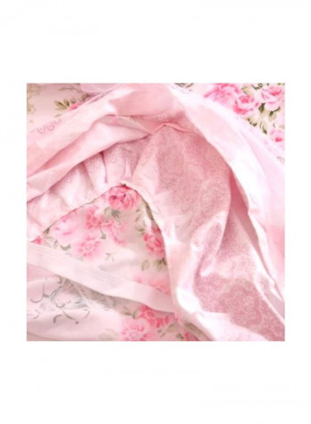 4-Piece Floral Printed Duvet Set Pink