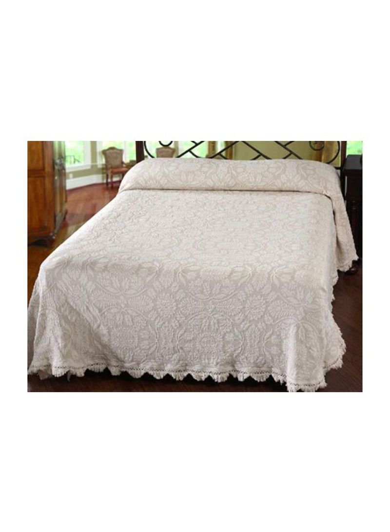 Cotton Floral Printed Coverlet White Twin