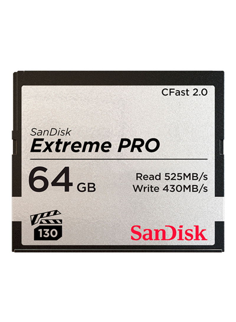 Extreme PRO CFast 2.0 Memory Card 4K Video 64GB Black/Silver
