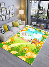 3D Cartoon Landscape Printed Carpet Multicolour 120x180centimeter