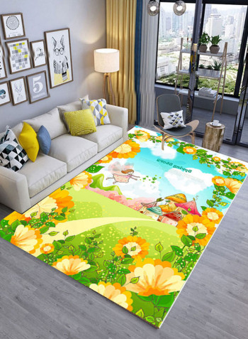 3D Cartoon Landscape Printed Carpet Multicolour 120x180centimeter