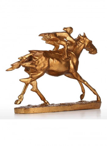 Knight On Cavalry Horse Sculpture Decor Gold 30 x 7 x 21cm