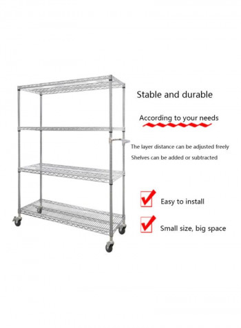 4-Layer Stainless Steel Storage Rack Trolley Silver 120x45x160cm