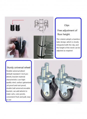 4-Layer Stainless Steel Storage Rack Trolley Silver 120x45x160cm