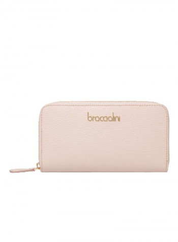 Basic Logo Detail Zip Around Clutch Light Pink