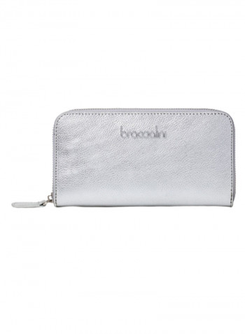 Basic Logo Detail Clutch Silver