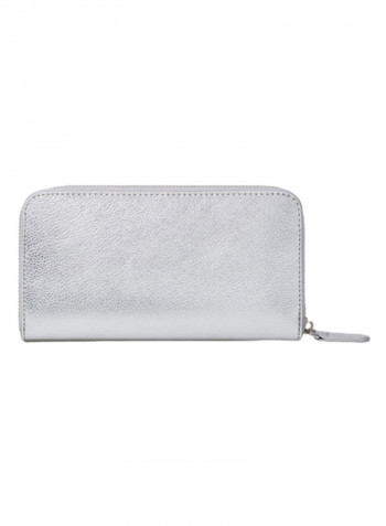 Basic Logo Detail Clutch Silver