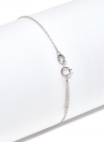 18 Karat White Gold Lapis Lazuli And Pearl Three Stone Bracelet